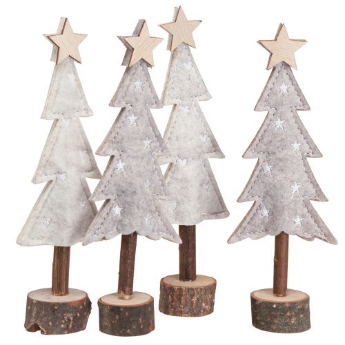 Floristik24 Kerstboom van viltdecoratie met ster crème beige 18cm 4 st