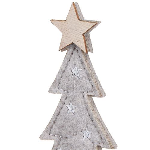 Artikel Kerstboom van viltdecoratie met ster crème beige 18cm 4 st