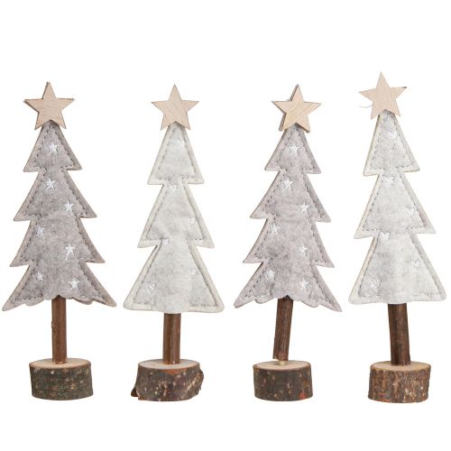 Artikel Kerstboom van viltdecoratie met ster crème beige 18cm 4 st