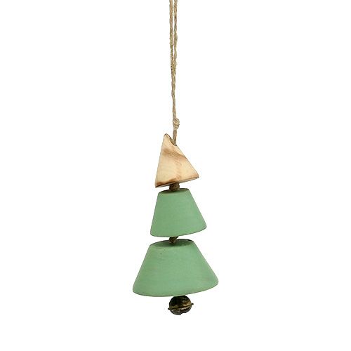 Artikel Kerstboomversiering, Kerstboom om op te hangen, Kerstgroen / naturel H10cm L24cm 4st