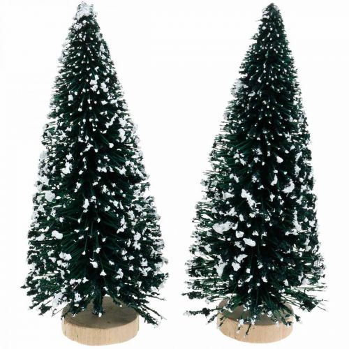 Floristik24 Decoratieve spar gesneeuwd, kerstversiering, advent H13cm Ø5,5cm 2st