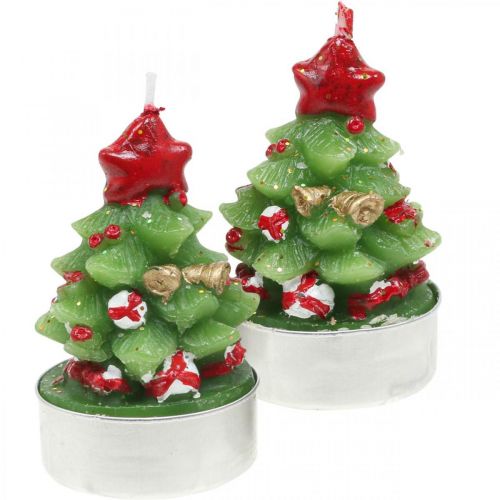 Floristik24 Theelichtjes Kerst theelicht dennenboom H6.5cm 6st