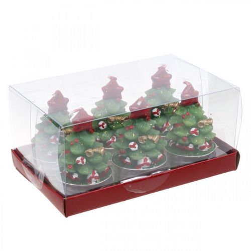 Floristik24 Theelichtjes Kerst theelicht dennenboom H6.5cm 6st