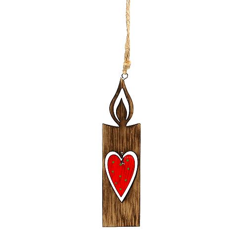 Floristik24 Kerstboomversiering houten kaars bruin 15cm L28cm 8st