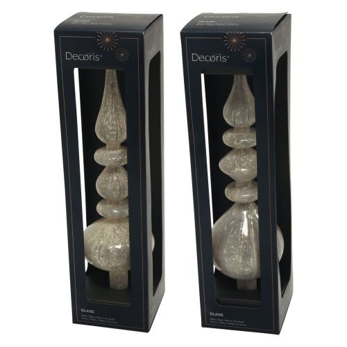Artikel Kerstboomtopper Kerstboomtopper glas wit glas zilver 34cm