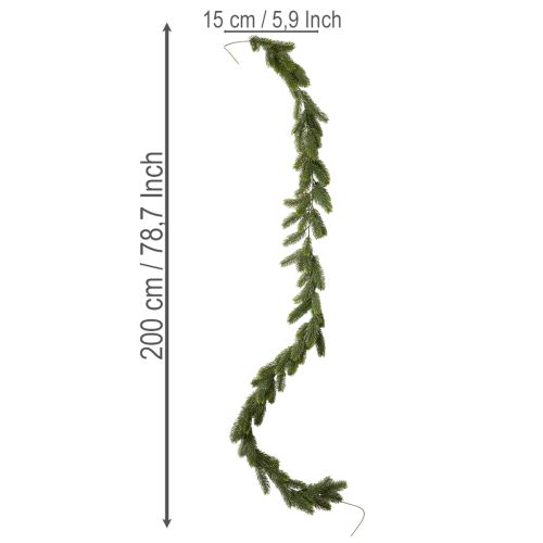 Kunstmatige groene dennenkrans voor feestelijke decoratie, 200 cm | Floristik24.nl