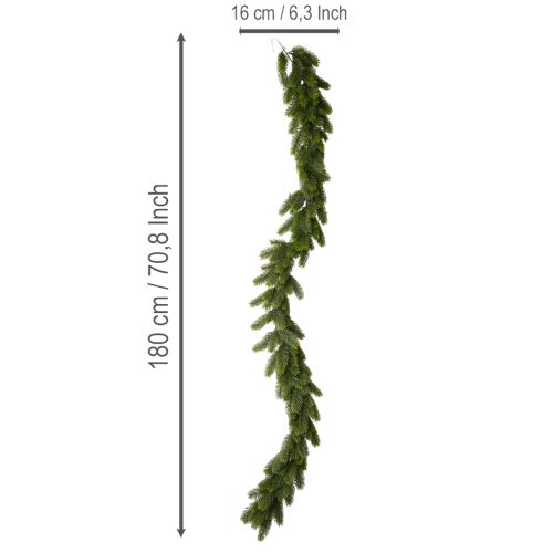 Kunstmatige dennenkrans, groen, voor feestelijke decoratie, 180 cm | Floristik24.nl