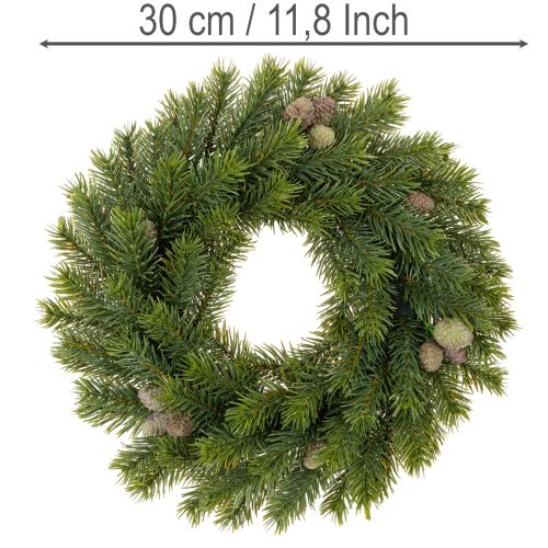Kunstmatige dennenkrans met dennenappels voor deur of tafel, 30 cm | Floristik24.nl