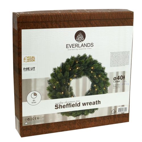 Floristik24 Lichtkrans LED groen Ø40cm 49L