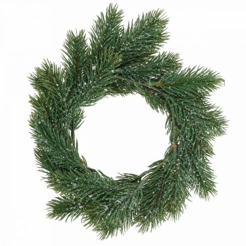 Floristik24 Dennenkrans kunst deco krans kerstgroen, ijs Ø25cm