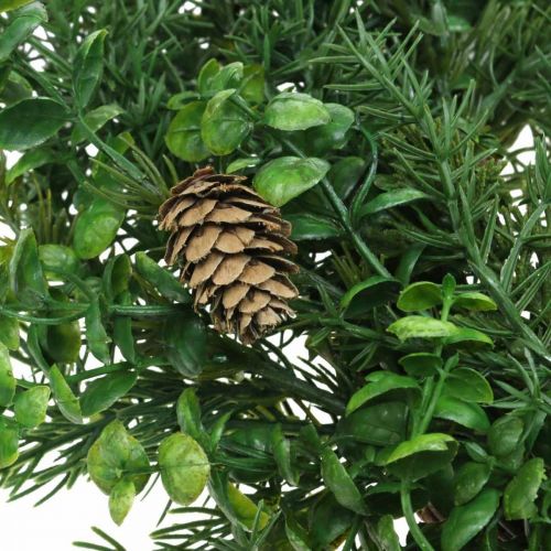Floristik24 Decoratieve krans met naaldtakken, kegels en buxus groen 60cm