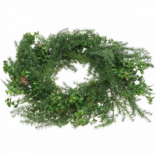 Floristik24 Decoratieve krans met naaldtakken, kegels en buxus groen 60cm