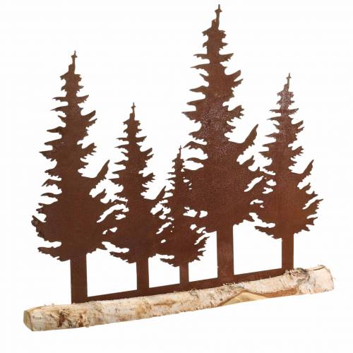 Spar silhouet patina op berken stam 41cm x 36cm
