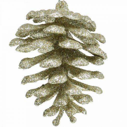 Floristik24 Kerstboomversiering decoratieve kegels glitter champagne H7cm 6 st