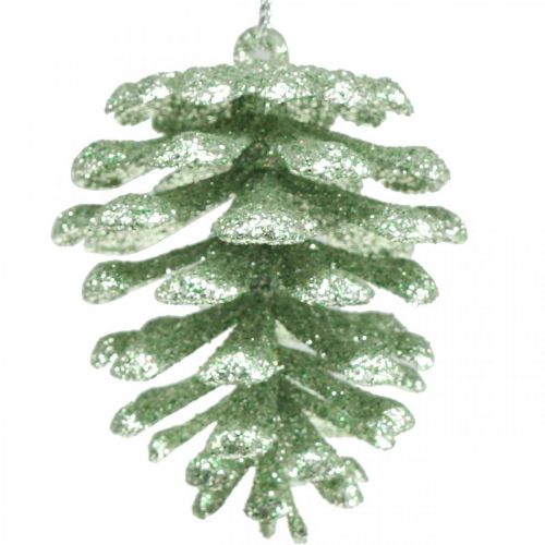 Floristik24 Kerstboomversiering deco kegels glitter mint H7cm 6st