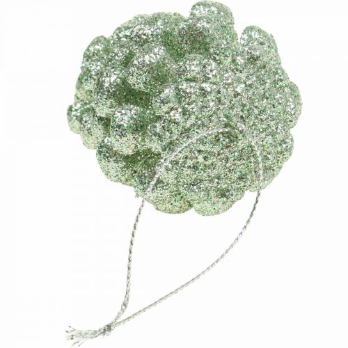 Floristik24 Kerstboomversiering deco kegels glitter mint H7cm 6st