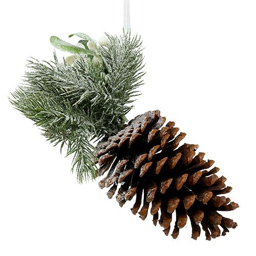 Floristik24 Dennenappels met decoratie om op te hangen wit 25cm - 30cm
