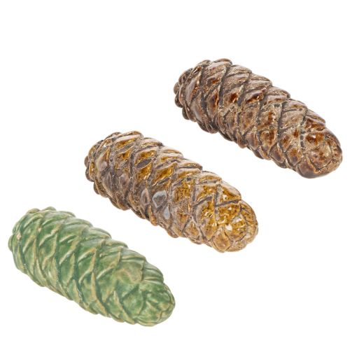 Keramische dennenappeldecoratie, tafeldecoratie, herfst, 14 cm, 3 stuks kopen | Floristik24.nl