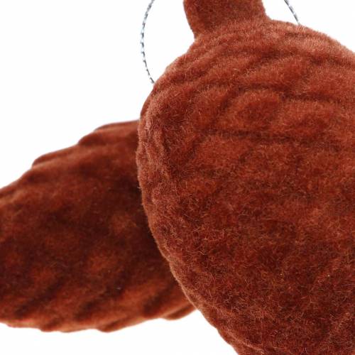 Artikel Decoratieve kegels geflockt Rooibos 9,5cm/8cm 12 st