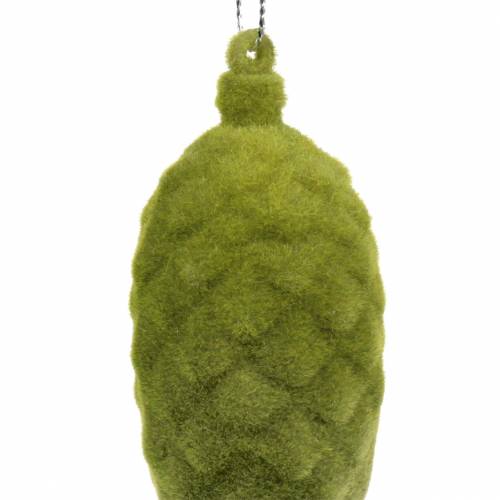 Floristik24 Decoratieve kegels gevlokt mosgroen 9,5cm/8cm 12 st