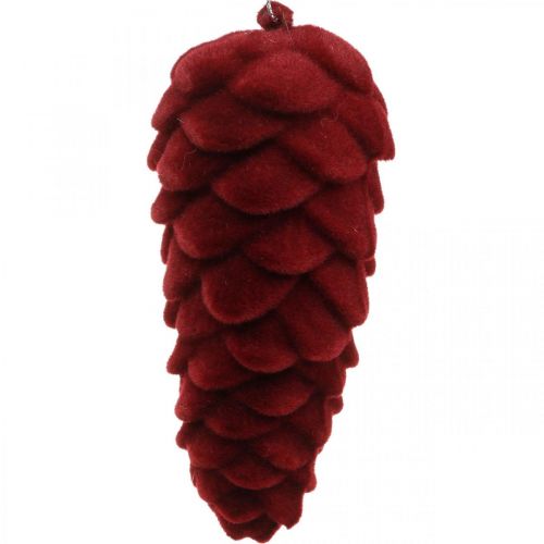 Floristik24 Decoratiehanger herfstkegels, adventsversieringen, dennenappels geflockt rood H13cm Ø6cm 6S