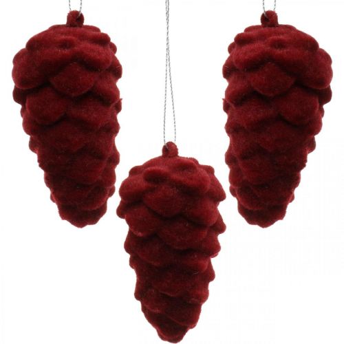 Floristik24 Decoratieve kegels geflockt, herfstdecoratie, dennenappels rood, Advent H8,5cm Ø4,5cm 8 stuks