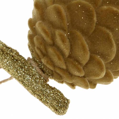 Floristik24 Kegels Hangende decoratie Bruin, Goud 9×7cm/8,5×6cm 4st