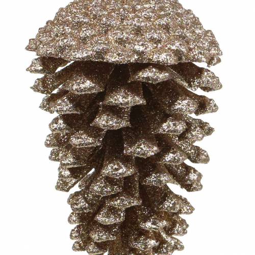 Artikel Dennenappels goud, glitter 13cm 4 stuks kerstboomversiering