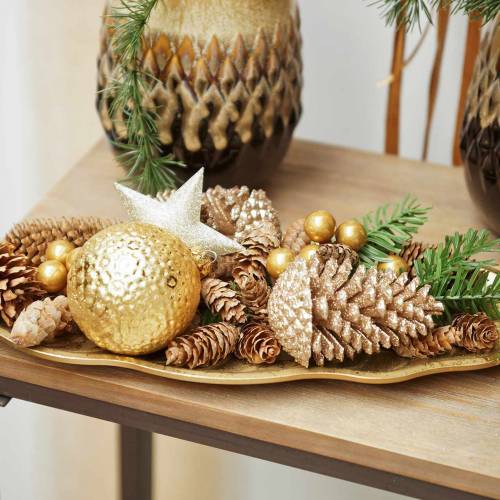 Artikel Dennenappels goud, glitter 13cm 4 stuks kerstboomversiering