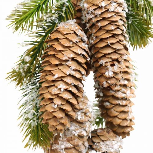 Floristik24 Dennengroen met kegels, winterdecoratie, dennentak om op te hangen, sneeuwkegeldecoratie L33cm