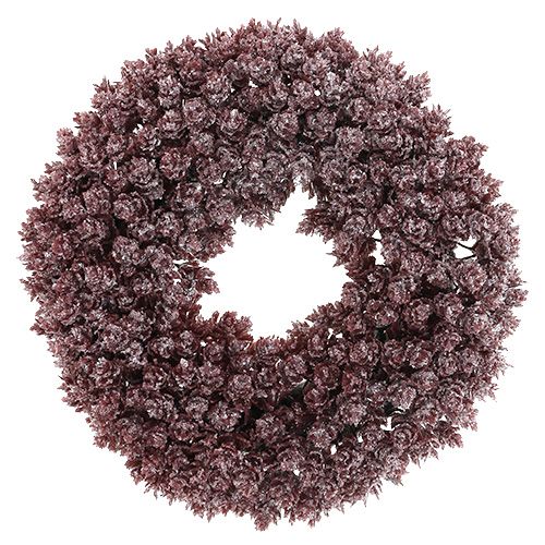 Floristik24 Dennenappel krans mat Ø25cm bordeaux