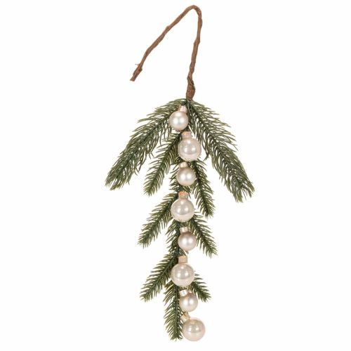 Kunstmatige dennentak met witte mini-kerstballen, 46 cm, 2 stuks kopen | Floristik24.nl