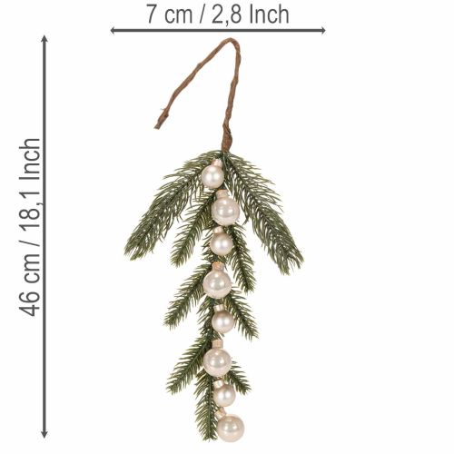 Kunstmatige dennentak met witte mini-kerstballen, 46 cm, 2 stuks | Floristik24.nl