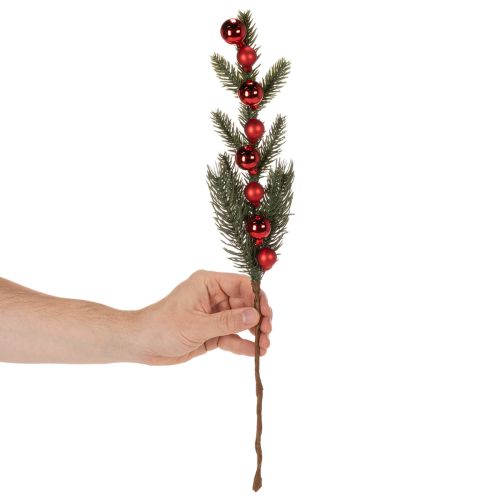 Kunstmatige dennentak met kerstballen, 48 cm, 2 stuks | Floristik24.nl