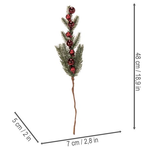Kunstmatige dennentak met kerstballen, 48 cm, 2 stuks | Floristik24.nl