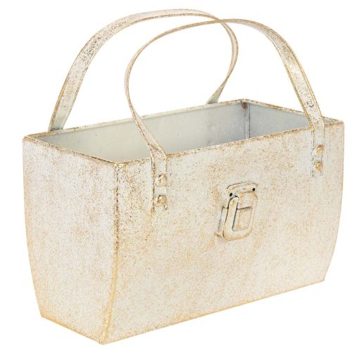 Metalen tas, decoratieve verpakking, rechthoekig, 26 cm, goudkleurig kopen | Floristik24.nl