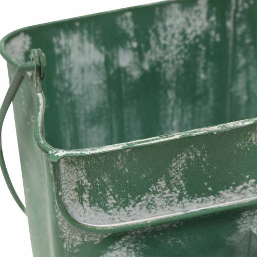 Artikel Plantenzak met handvat metaal groen, white wash H20cm