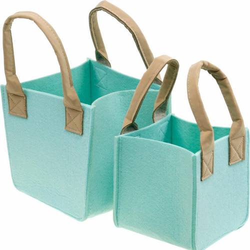 Gezamenlijke selectie draai deed het Floristik24.nl Decoratieve plantenbak vilt mintgroen vilten mand met handvatten vilten decoratie set van 2 Gezamenlijke selectie draai deed het Floristik24.nl Decoratieve plantenbak vilt mintgroen vilten mand met handvatten vilten decoratie set van 2