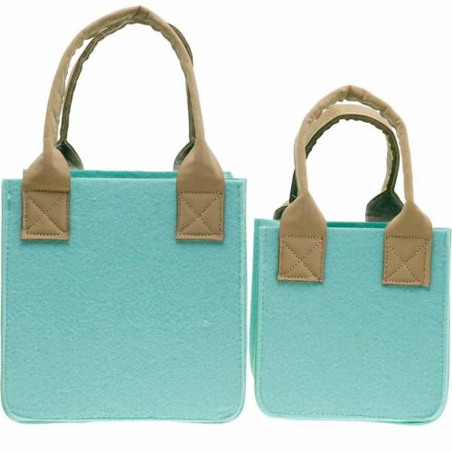 Floristik24 Decoratieve plantenbak vilt mintgroen vilten mand met handvatten vilten decoratie set van 2