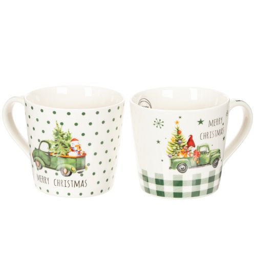 Koffiemok Merry Christmas Kerstautomotief keramische mok 10 cm 2 stuks