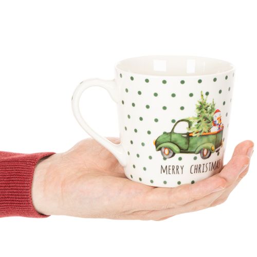 Koffiemok Merry Christmas Kerstautomotief keramische mok 10 cm 2 stuks | Floristik24.nl