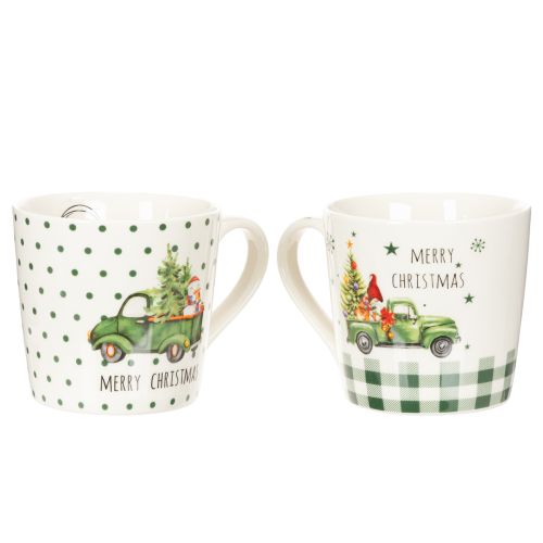 Koffiemok Merry Christmas Kerstautomotief keramische mok 10 cm 2 stuks | Floristik24.nl