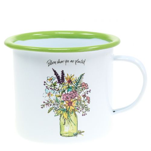 Floristik24 Decoratieve beker met geëmailleerde plantenpot Ø11,5cm H10cm