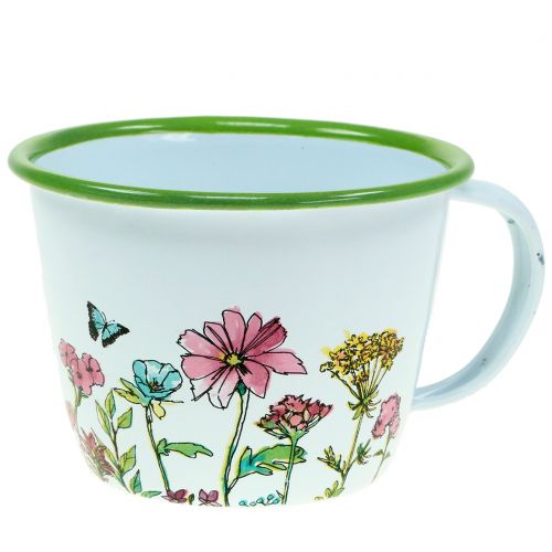 Floristik24 Decoratieve beker met geëmailleerde plantenpot Ø11cm H8cm