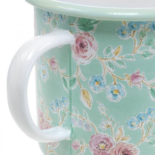 Floristik24 Plantenbak Plantenbak Beker Emaille Beker Retro Deco Groen Ø9.5cm H10cm