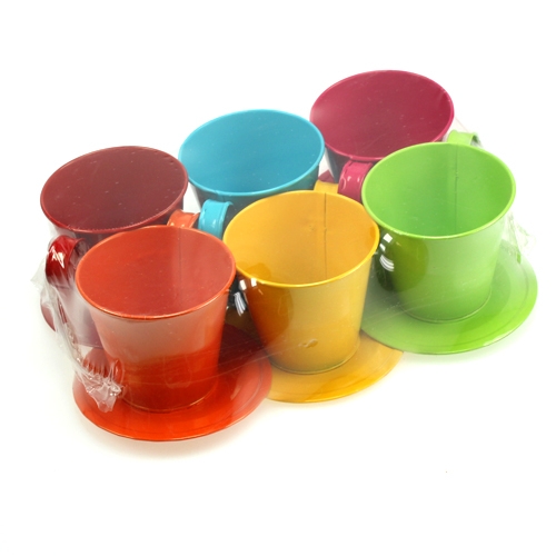 Floristik24 Beker met bord Ø9cm H8cm 6st. geassorteerde kleuren