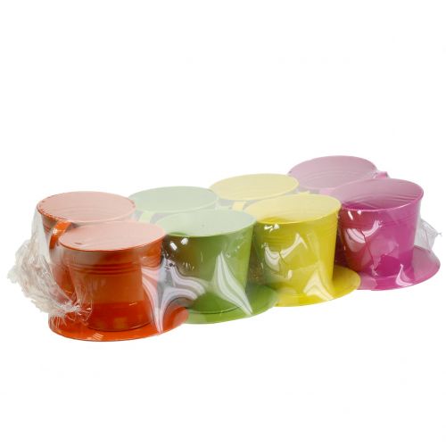 Floristik24 Bekers gemaakt van metaal geassorteerde kleuren Ø12cm H10cm 8st