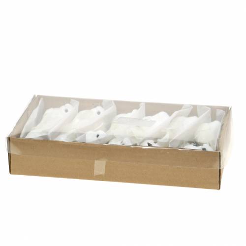 Floristik24 Duif met parels en clip wit H4.5cm 12st