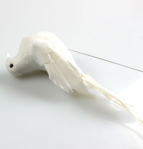 Floristik24 Deco duiven op draad wit 16cm 4st