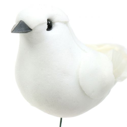 Floristik24 Sierduiven op draad wit 11cm 6st